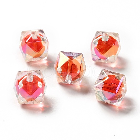 Two Tone UV Plating Rainbow Iridescent Acrylic Beads TACR-D010-02F-1