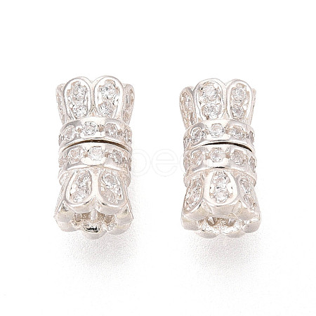 925 Sterling Silver & Clear Cubic Zirconia Screw Clasps STER-T008-78S-1