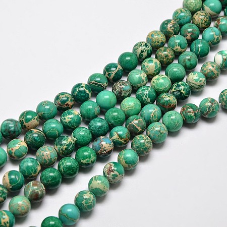 Natural Imperial Jasper Beads Strands G-I122-8mm-05-1