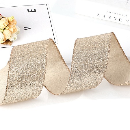 10 Yards Polyester Glitter Powder Ribbon OCOR-WH0078-155-1