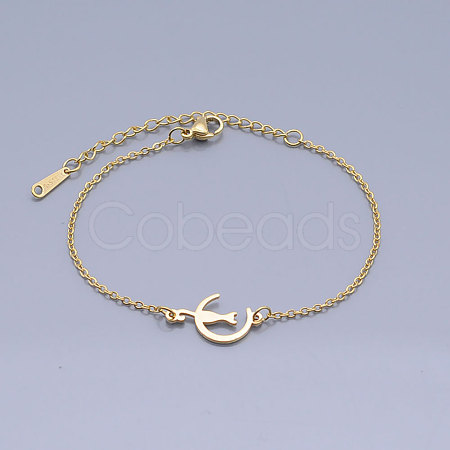 201 Stainless Steel Kitten Link Bracelets BJEW-T011-JN474-2-1