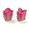 4-Petal Opaque Acrylic Bead Caps, Rose, Cerise, 13~15x10.5~14.5x12~14mm, Hole: 0.9mm