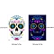 Heat Tranfer Luminous Printing Body Art Face Tattoo Sticker, Skull, for Halloween, Colorful, 21x14.5cm