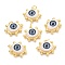 Brass Acrylic Pendants, Real 18K Gold Plated, Evil Eye, Steel Blue, 17x20x7mm, Hole: 3.4mm