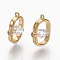 Brass Clear Cubic Zirconia Charms, Nickel Free, Oval, Real 18K Gold Plated, 13x8.5x6mm, Hole: 0.9mm