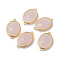 Golden Tone Brass Rose Quartz Links connectors, Faceted, Oval, 26x15x6mm, Hole: 1~2mm