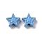 Spray Painted Alloy Beads, Star, Light Blue, 7x7.5x3.2mm, Hole: 1.2mm