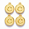 Alloy Pendant Cabochon Settings, For Enamel, Cadmium Free & Lead Free, Flat Round with Letter, Light Gold, Letter.C, 14x12x2mm, Hole: 1.5mm