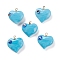 Handmade Evil Eye Lampwork Pendants, with Light Gold Tone Brass Findings, Long-Lasting Plated, Lead Free & Cadmium Free, Heart Charm, Sky Blue, 19x17.5~18.5x8.5~9mm, Hole: 1.4mm