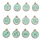 Alloy Enamel Pendants, Flat Round with Constellation/Zodiac Sign, Aquamarine, 22x18x2mm, Hole: 1.5mm, about 12pcs/set