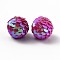 Sparkly Paillette Plastic Pendant Decorations, AB Color Plated, Ball Shape, Fuchsia, 26x21mm, Hole: 1.8mm