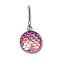 Resin Flat Round with Mermaid Fish Scale Keychin, with Iron Keychain Clasp Findings, Magenta, 2.7cm