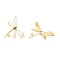 Brass Brooch Findings, Lapel Pin Findings with Shell and Glass, for Half Drilled Beads, Dragonfly, Real 18K Gold Plated, 35x49x8mm, Pin: 1mm