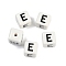 Porcelain Beads, Square with Letter, Letter E, 8.5x8.5x8.5mm, Hole: 1.6mm