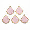 Plastic Pendants, with Light Gold Plated Alloy Findings, Cadmium Free & Nickel Free & Lead Free, Leaf, Pink, 18x16.5x2mm, Hole: 1.5mm