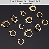 PandaHall Elite 10Pcs 2 Style Brass Huggie Hoop Earring with 2Pcs Ring Stud Earring Findings KK-PH0002-84-6