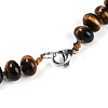 Natural Tiger Eye Rondelle Graduated Beaded Necklaces for Women Men NJEW-K388-02V-3