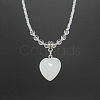 Natural Gemstone Heart Pendant Colorful Glass Seed Beads Beaded Necklaces for Women VA8487-3-1