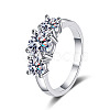 Rhodium Plated 925 Sterling Silver Pave 8.2x4.9mm Moissanite Finger Rings WG3C802-14-5