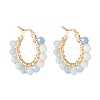 Faceted Round Natural Stone Beads Huggie Hoop Earrings for Girl Women EJEW-JE04687-5