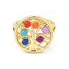 Colorful Resin Beaded Tree of Life Open Cuff Ring RJEW-G274-02G-2