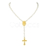 Glass Pearl Rosary Bead Necklaces NJEW-JN04340-3