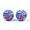 Independence Day Opaque Acrylic Round Beads OACR-T029-07A-1