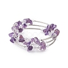 Natural Mixed Stone Chip & Glass & Brass Tube Beaded Bangles for Women BJEW-JB11265-3