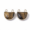 Natural Tiger Eye Semi Circle Pendants G-S359-011C-2