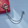 6Pcs 6 Colors Rhinestone Crown Hanging Chain Brooches JEWB-HY0001-30-7