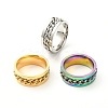 3Pcs 3 Colors 201 Stainless Steel Curb Chain Finger Rings Set for Women RJEW-YW0001-02-3