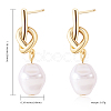 Knot with Imitation Pearl Dangle Stud Earrings JE1099A-2