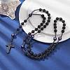 Natural Lava Rock & Synthetic Hematite Rosary Bead Necklaces NJEW-JN04460-2
