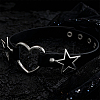 Punk Rock Style Alloy Star Heart Link Imitation Leather Chocker Necklaces NJEW-WH20004-20A-4