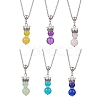6Pcs 6 Colors Handmade Glass Beaded Prince with Crown Pendant 304 Stainless Steel Cable Necklaces for Women NJEW-JN05447-2