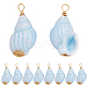 10Pcs Copper Wire Wrapped Handmade Porcelain Pendants PALLOY-WR00018-1