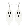 Halloween Theme Ghost Handmade Glass Seed Beaded Dangle Earrings EJEW-MZ00479-2