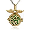 Golden Tone Brass Hollow Round Cage Pendants KK-J230-05G-3