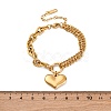 Ion Plating(IP) 304 Stainless Steel Twisted Chain & Cable Chain Heart Charm Bracelets for Women BJEW-H613-01G-4