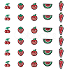 30Pcs 5 Styles Fruit Theme Felt Fabric with Glitter Sequins Iron on/Sew On Patches PATC-FH0001-14-1