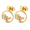 Brass Micro Pave Clear Cubic Zirconia Stud Earrings EJEW-D328-04G-02-4