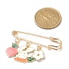 3Pcs 3 Style Easter Rabbit & Carrot & Egg Alloy Enamel Charms Safety Pin Brooches JEWB-TA00014-3