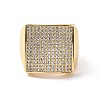 Cubic Zirconia Rectangle Open Cuff Ring RJEW-P035-05G-01-2