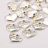 Wedding Theme Antique Silver Tone Tibetan Style Alloy Heart with Step Dad of Bride Rhinestone Charms TIBEP-N005-22D-2