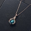 Teardrop Alloy Glass Pendant Necklaces & Stud Dangle Earrings Sets for Women WGD12E0-02-2