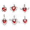 6Pcs 6 Styles Brass Pave Cubic Zirconia Pendants KK-CJ0014-15-1
