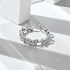 Butterfly Clear Cubic Zirconia Cuff Rings RJEW-G337-15P-2