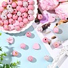 Valentine's Day 60Pcs Element Printed Wood Beads WOOD-YW0001-91-4