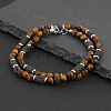 Natural Tiger Eye Round and Lava Rock Column Beaded Necklaces for Men LS-AD4538-2-1