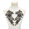 2Pcs 2 Styles Flower Polyester & Glass & Plastic Pearl Embroidery Sew on Ornament Accessories PATC-MA0001-46-1